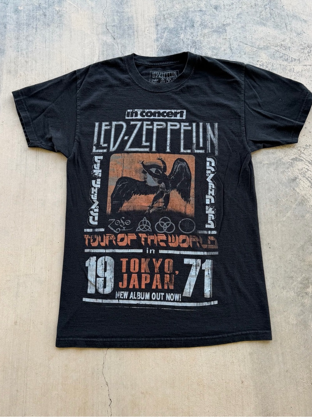 Led Zeppelin Tour Graphic Tee - Black with Orange Accent